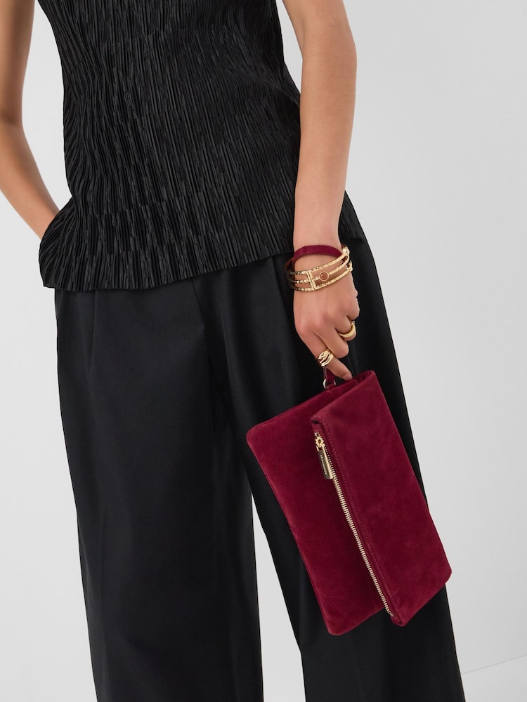 Accessorize Red Foldover Suede Wristlet Bag - Image 1 of 3 Accessorize Red Foldover Suede Wristlet Bag - Image 1 of 3