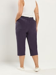 Yours Curve Purple Light Cool Cotton Cropped Trousers - Image 3 of 5