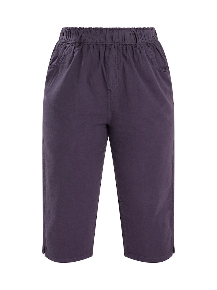 Yours Curve Purple Light Cool Cotton Cropped Trousers - Image 5 of 5