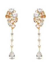 CERENE Vire Clear Crystal Gold Tone Cluster Statement Drop Earrings - Image 4 of 6