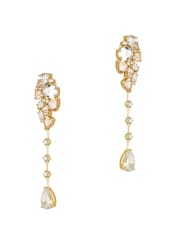 CERENE Vire Clear Crystal Gold Tone Cluster Statement Drop Earrings - Image 5 of 6