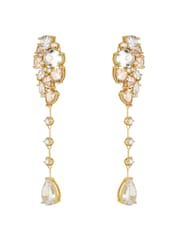 CERENE Vire Clear Crystal Gold Tone Cluster Statement Drop Earrings - Image 6 of 6