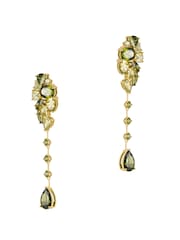 CERENE Vire Olive Green Gold Tone Cluster Statement Drop Earrings - Image 5 of 6