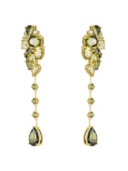 CERENE Vire Olive Green Gold Tone Cluster Statement Drop Earrings - Image 6 of 6