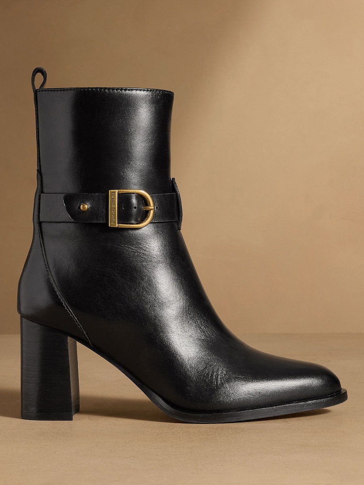 Russell & Bromley Black Leather Benwell Block Heel Ankle Boots - Image 2 of 7 Russell & Bromley Black Leather Benwell Block Heel Ankle Boots - Image 2 of 7