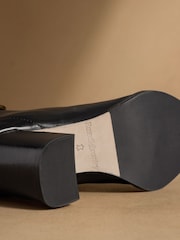 Russell & Bromley Black Leather Benwell Block Heel Ankle Boots - Image 5 of 7