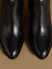 Russell & Bromley Black Leather Benwell Block Heel Ankle Boots - Image 7 of 7