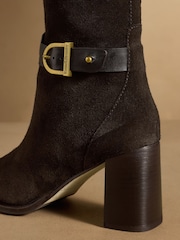 Russell & Bromley Chocolate Brown Suede Benwell Block Heel Ankle Boots - Image 12 of 13