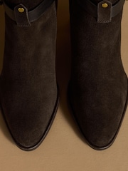 Russell & Bromley Chocolate Brown Suede Benwell Block Heel Ankle Boots - Image 13 of 13