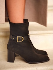 Russell & Bromley Chocolate Brown Suede Benwell Block Heel Ankle Boots - Image 5 of 13