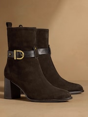 Russell & Bromley Chocolate Brown Suede Benwell Block Heel Ankle Boots - Image 7 of 13