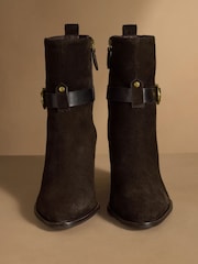 Russell & Bromley Chocolate Brown Suede Benwell Block Heel Ankle Boots - Image 9 of 13