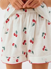 Accessorize Cream Cherry Print Short Pyjama Set - Image 3 of 5