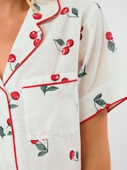 Accessorize Cream Cherry Print Short Pyjama Set - Image 4 of 5