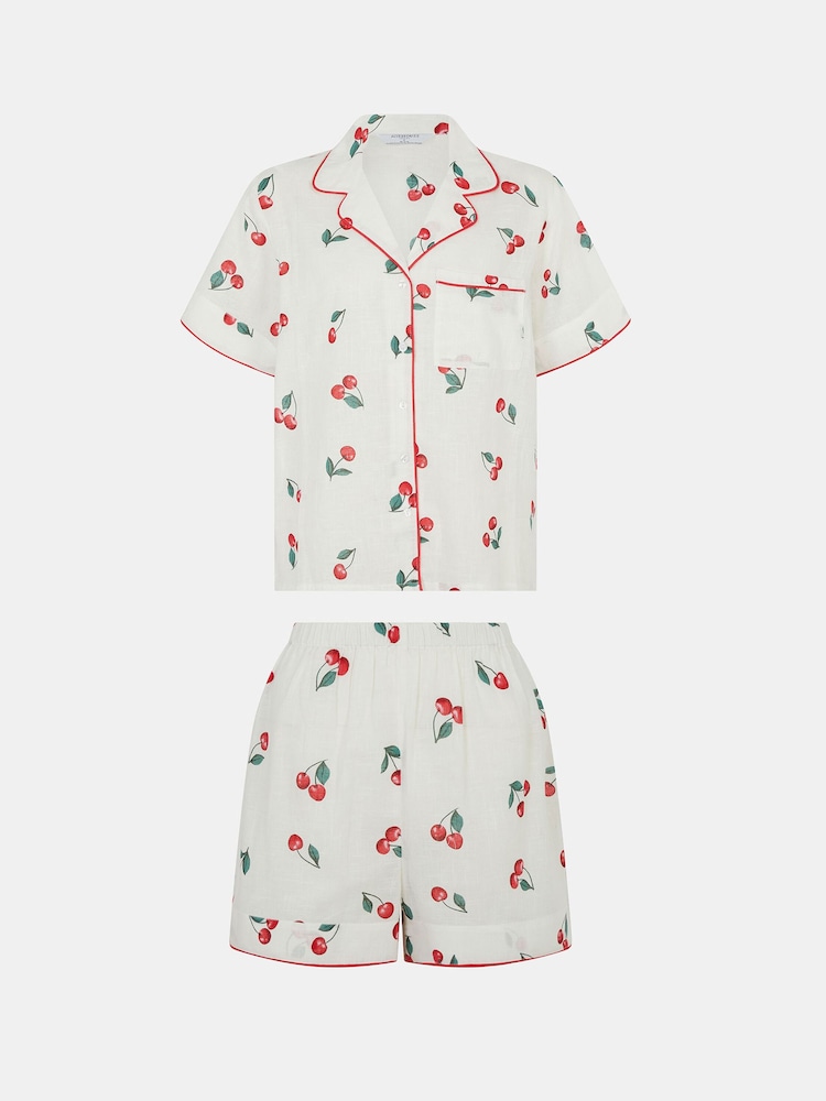 Accessorize Cream Cherry Print Short Pyjama Set - Image 5 of 5 Accessorize Cream Cherry Print Short Pyjama Set - Image 5 of 5