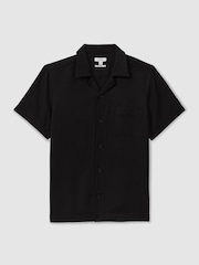 Reiss Black Tokyo Cuban Collar Button-Through Shirt - Image 2 of 5