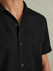 Reiss Black Tokyo Cuban Collar Button-Through Shirt - Image 3 of 5