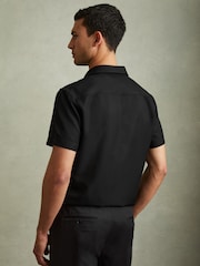 Reiss Black Tokyo Cuban Collar Button-Through Shirt - Image 4 of 5