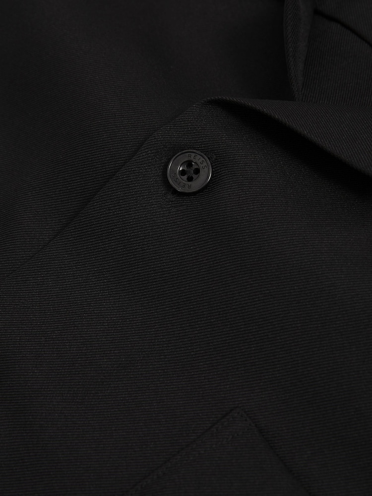 Reiss Black Tokyo Cuban Collar Button-Through Shirt - Image 5 of 5