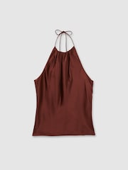 Neckholder-Top „Paige“ aus Seidensatin in Braun - Bild 2 von 5