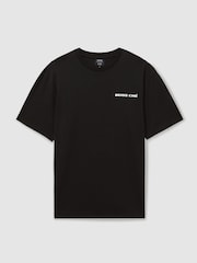 Reiss Black Carpano Reiss | Ché Oversized Cotton Aperitif Print T-Shirt - Image 2 of 5