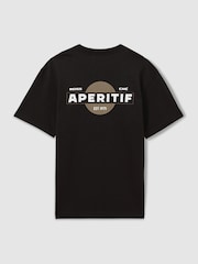 Reiss Black Carpano Reiss | Ché Oversized Cotton Aperitif Print T-Shirt - Image 3 of 5