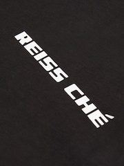Reiss Black Carpano Reiss | Ché Oversized Cotton Aperitif Print T-Shirt - Image 4 of 5