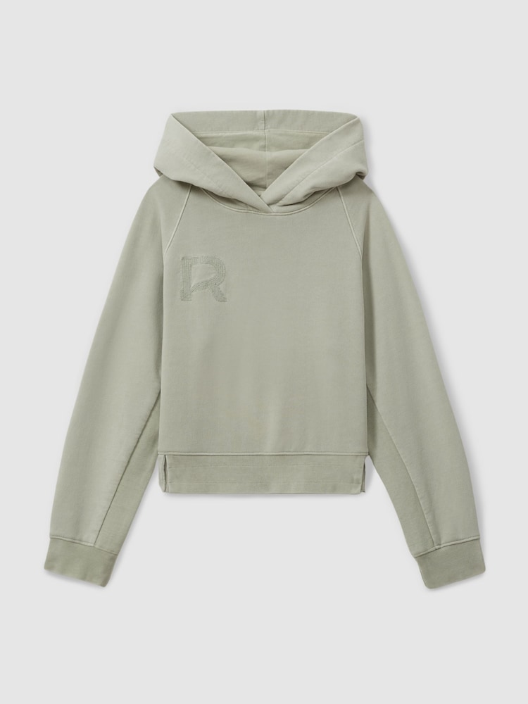 Reiss Sage Kate Teen Garment Dyed Cotton Hoodie - Image 1 of 4 Reiss Sage Kate Teen Garment Dyed Cotton Hoodie - Image 1 of 4