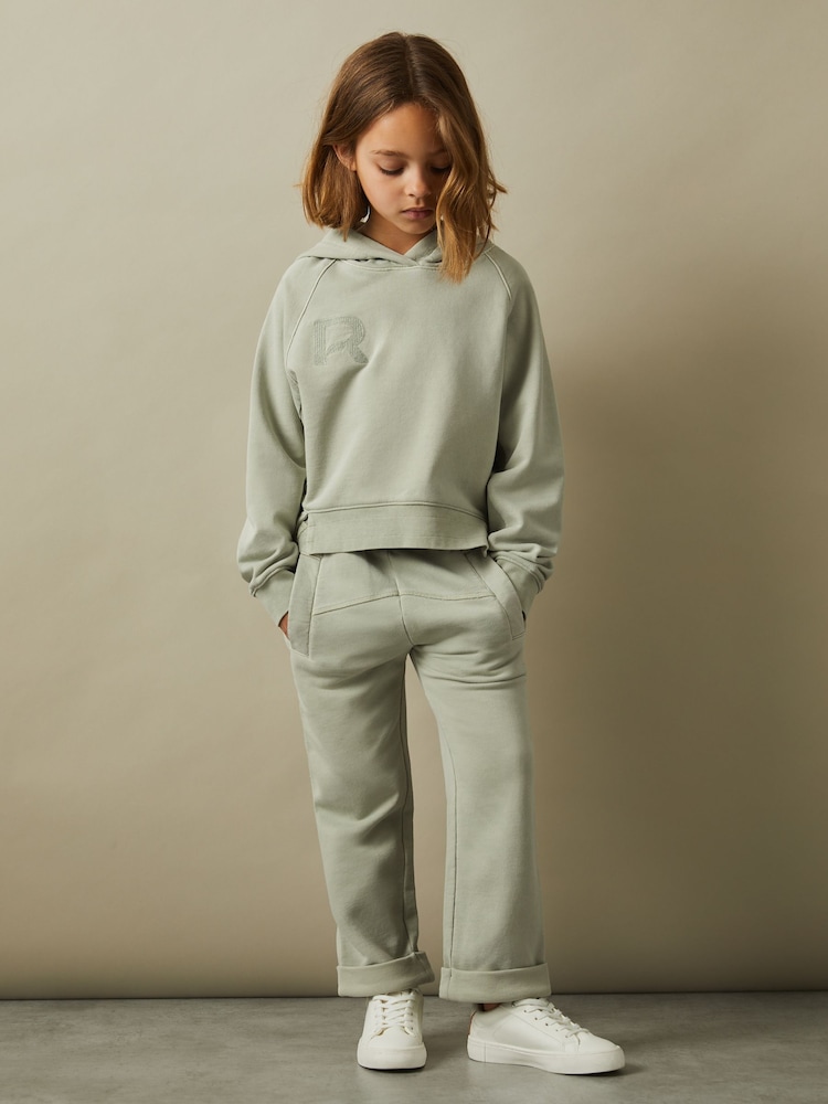 Reiss Sage Kate Teen Garment Dyed Cotton Hoodie - Image 2 of 4 Reiss Sage Kate Teen Garment Dyed Cotton Hoodie - Image 2 of 4
