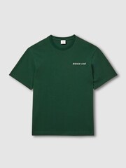Reiss Dark Green/White Captain Reiss Ché Oversized Cotton Airline Print T-Shirt - Image 2 of 6