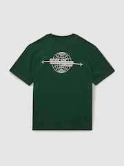 Reiss Dark Green/White Captain Reiss Ché Oversized Cotton Airline Print T-Shirt - Image 4 of 6