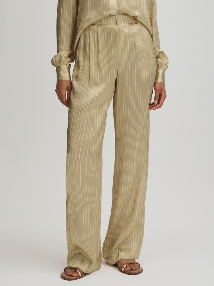 Paige Silk Striped Wide Leg Trousers - Image 1 of 5