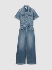 Paige Mid Blue Wide Leg Denim Jumpsuit - Imagen 2 de 5