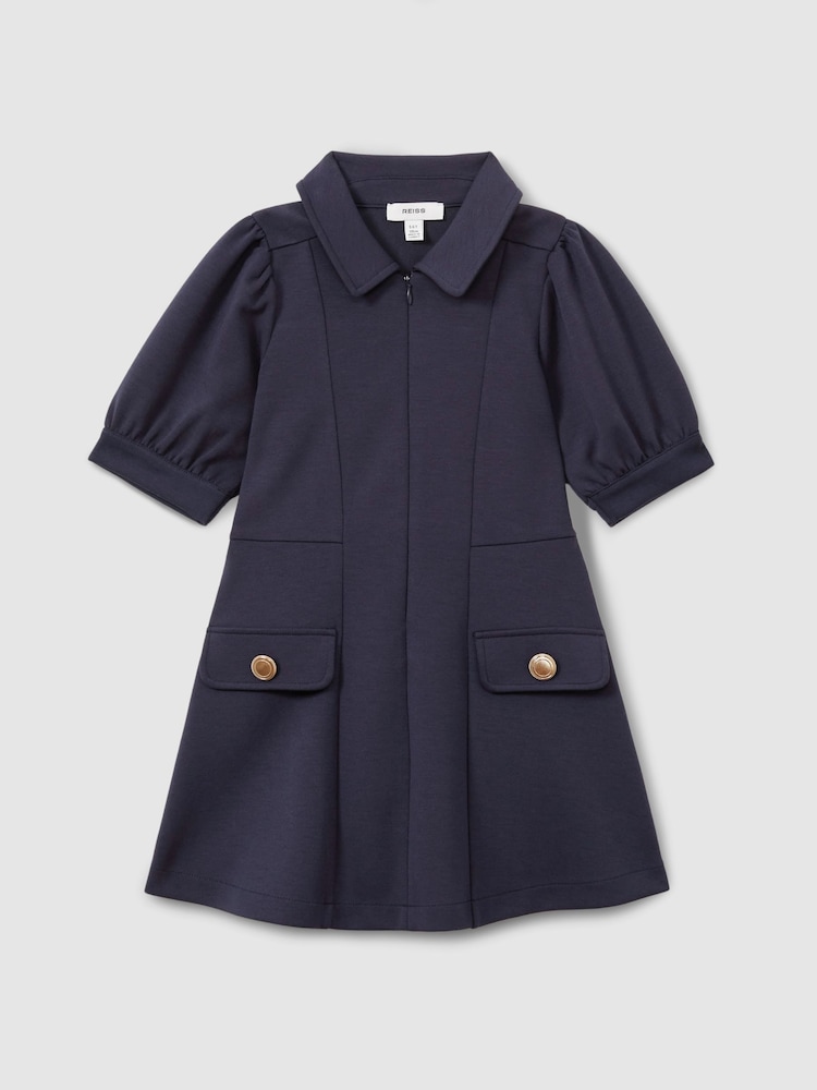 Azul marino - Reiss Anna Jersey Puff Sleeve Dress - Imagen 2 de 4