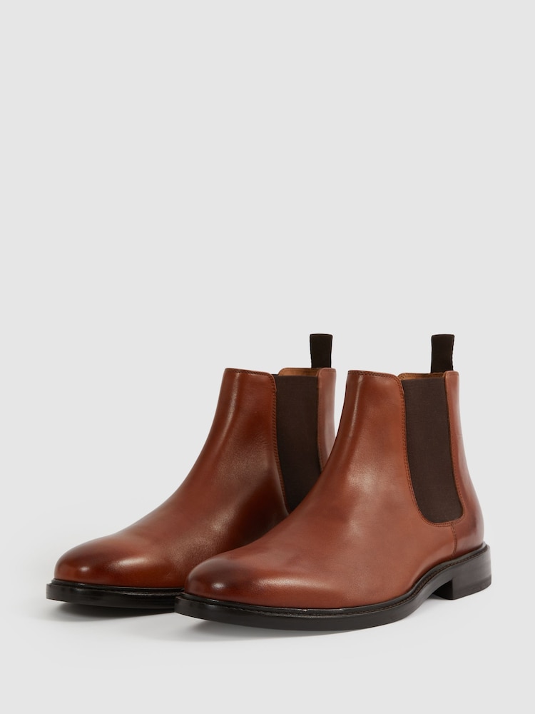 Reiss Light Tan Renor Leather Chelsea Boots - Image 2 of 4