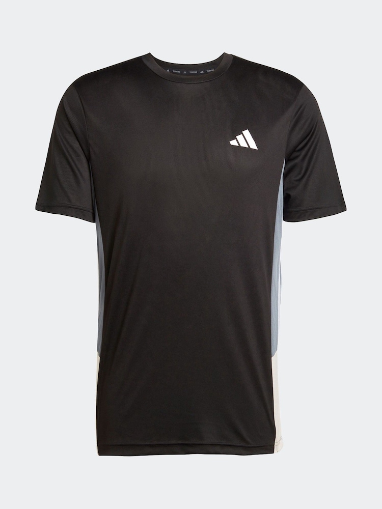 Negru - Tricou adidas Train Essentials Colorblock de sezon - Imaginea 6 din 6