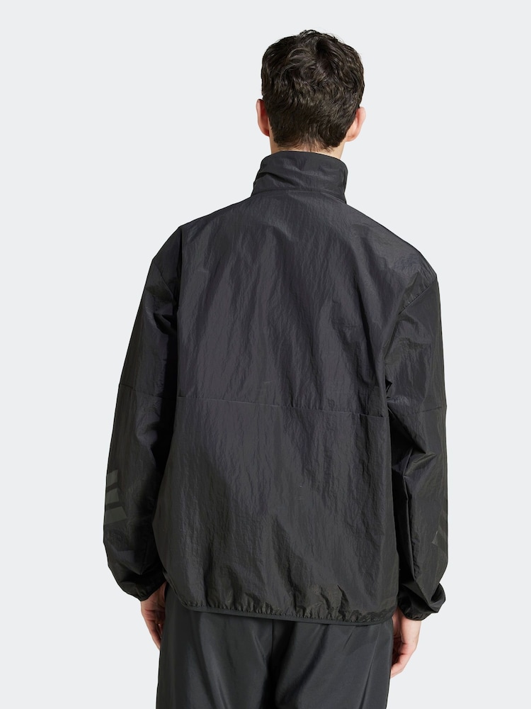 adidas Black Future Icons 3-Stripes Woven Half-Zip Sweatshirt - Image 2 of 6