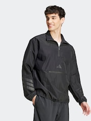 adidas Black Future Icons 3-Stripes Woven Half-Zip Sweatshirt - Image 3 of 6