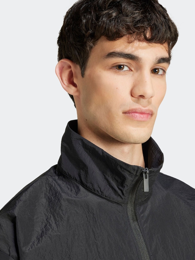 adidas Black Future Icons 3-Stripes Woven Half-Zip Sweatshirt - Image 4 of 6