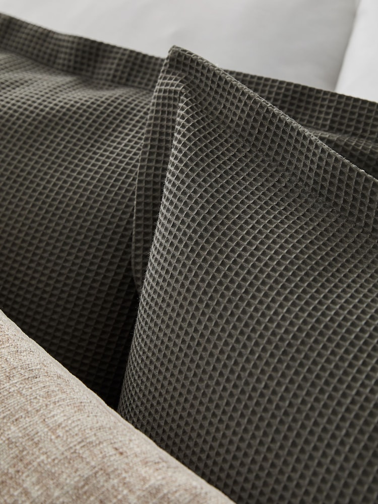 Charcoal Grey Waffle Duvet Cover and Pillowcase Set - Image 3 of 5