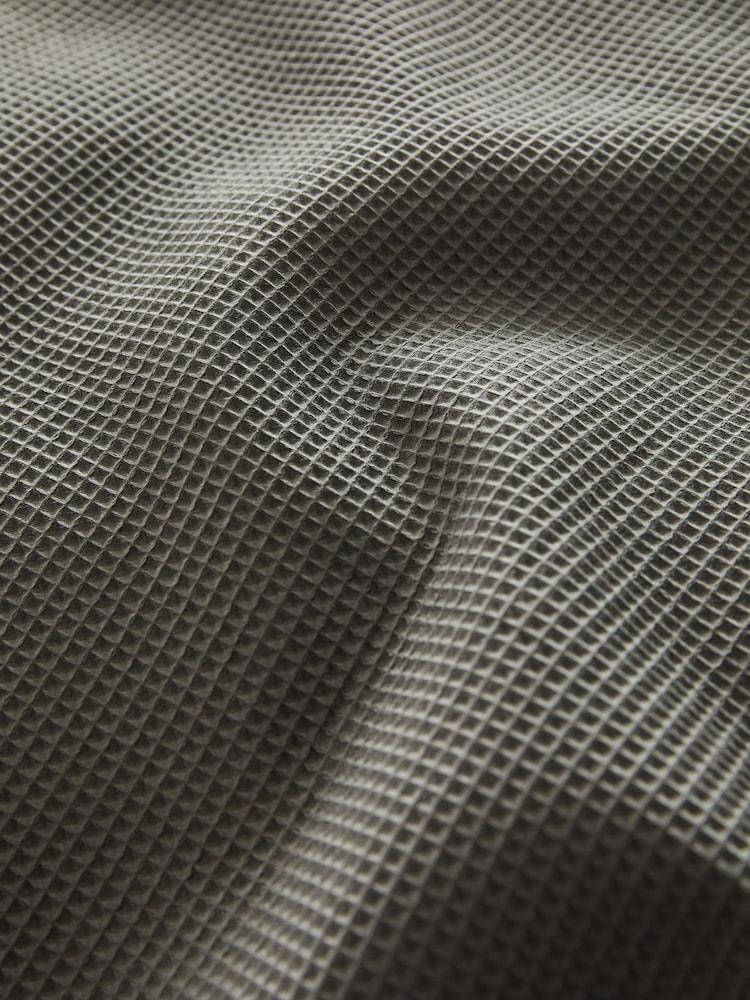 Charcoal Grey Waffle Duvet Cover and Pillowcase Set - Image 4 of 5