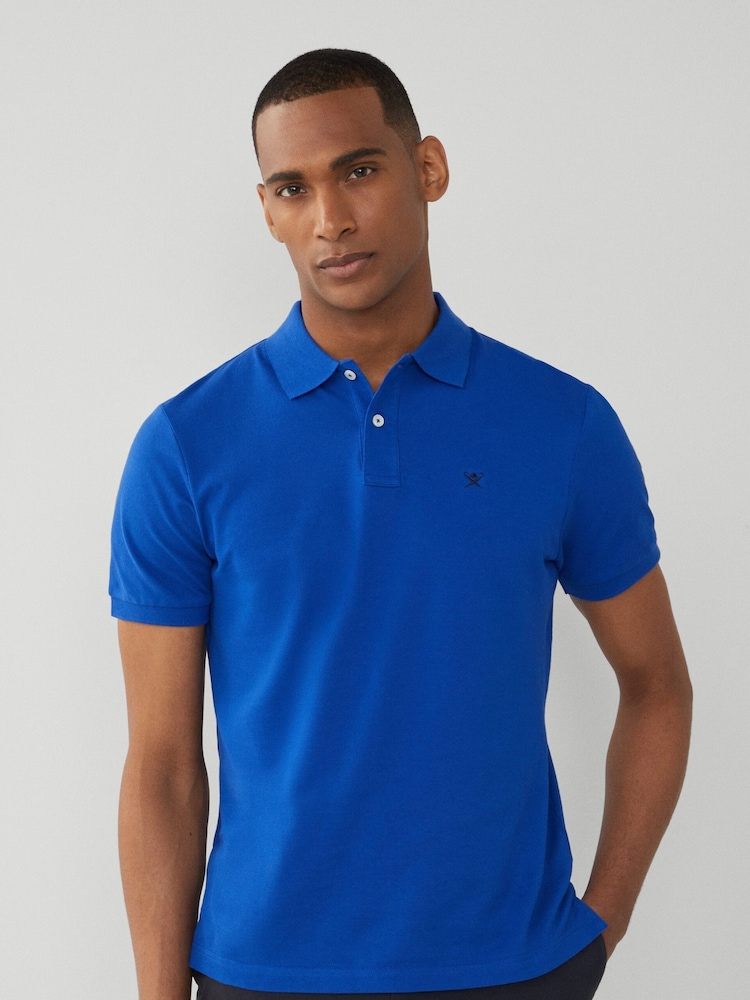 Hackett London Men Slim Blue Logo 100% Cotton Polo Shirt - Image 1 of 4