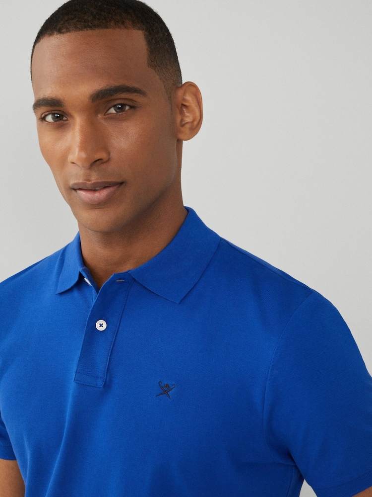 Hackett London Men Slim Blue Logo 100% Cotton Polo Shirt - Image 4 of 4 Hackett London Men Slim Blue Logo 100% Cotton Polo Shirt - Image 4 of 4