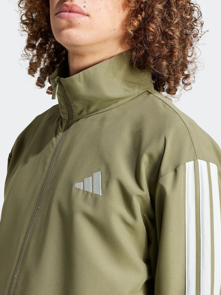 adidas Green Sportswear Basic 3-Stripes Woven Tracksuit - Image 4 of 8