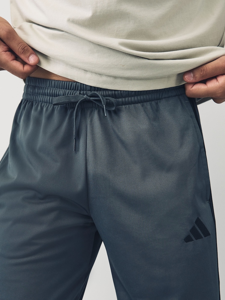 adidas Grey Regular Fit 3-Stripes Tricot Open Hem Track Joggers - Image 4 of 4