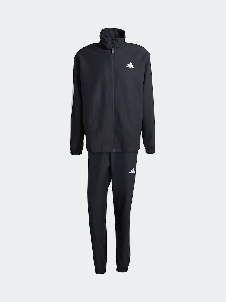 adidas Black Sportswear Basic 3-Stripes Woven Tracksuit - Image 6 of 8