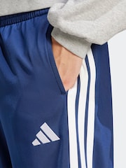 adidas Blue Regular Fit 3-Stripes Tricot Open Hem Track Joggers - Image 4 of 5