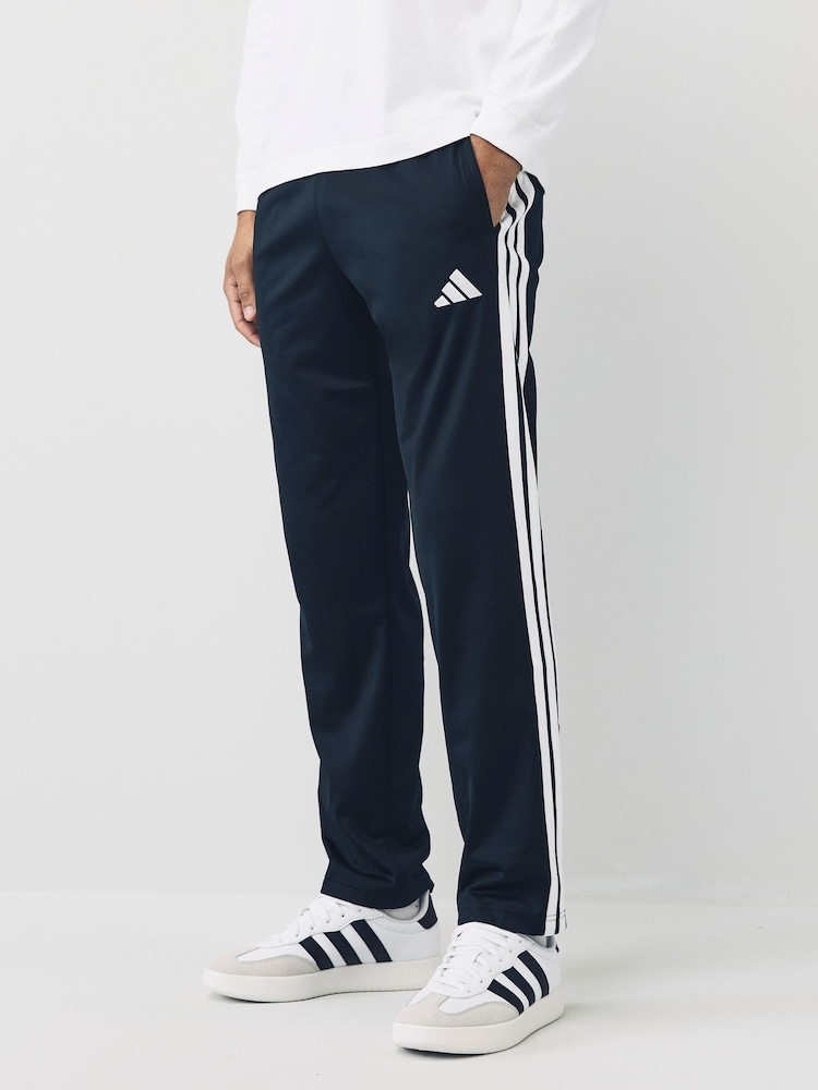 adidas Black Regular Fit 3-Stripes Tricot Open Hem Track Joggers - Image 1 of 5