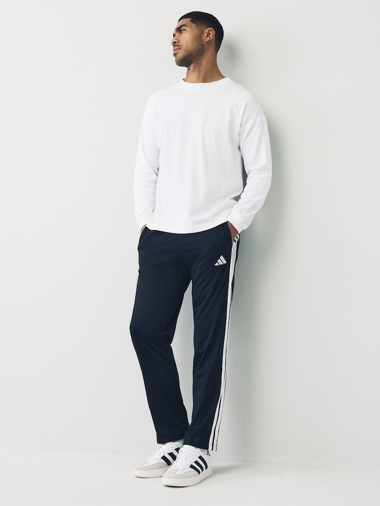 adidas Black Regular Fit 3-Stripes Tricot Open Hem Track Joggers - Image 2 of 5