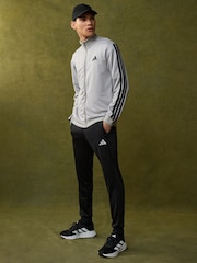 adidas Grey Sportswear 3-Stripes Fleece Tracksuit - Image 1 of 12